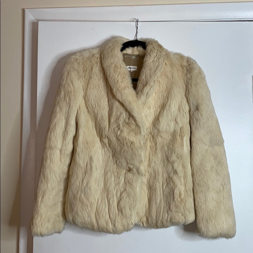 Cream rabbit fur coat